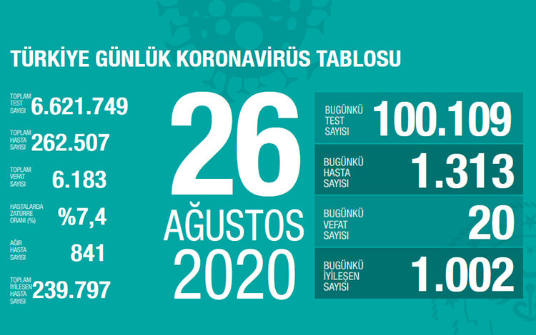 20 vefat, 1313 yeni hasta 1