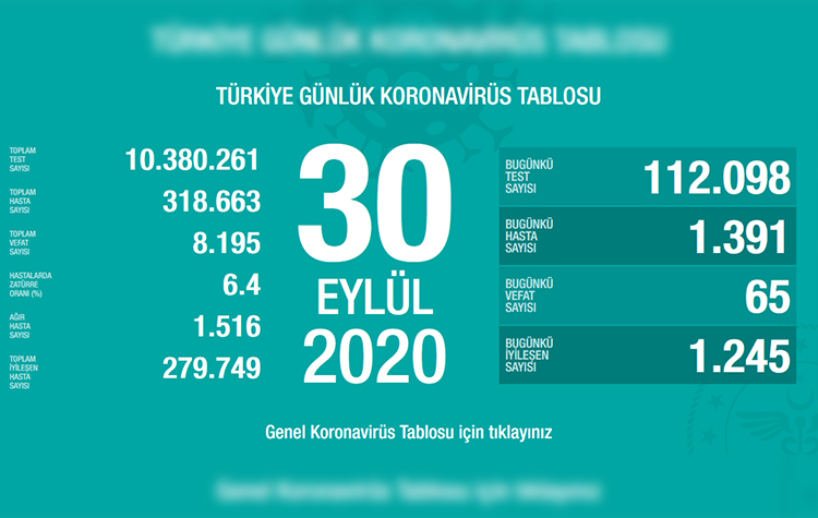 Türkiye’de son 24 saatte 65 hasta vefat etti, 1.245 hasta ise iyileşti 6