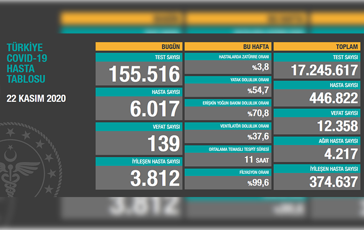 Türkiye'de son 24 saatte 139 hasta vefat etti, 3812 hasta ise iyileşti 6