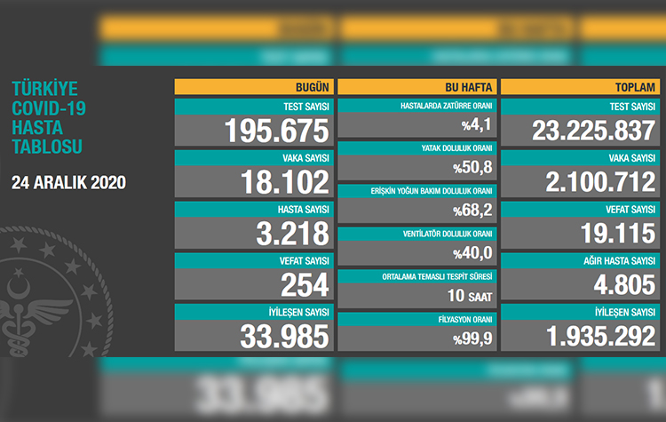 Türkiye’de son 24 saatte 254 hasta vefat etti, 33 bin 985 hasta ise iyileşti 6