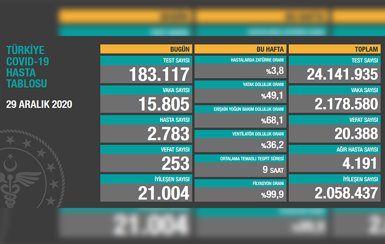 Türkiye’de son 24 saatte 253 hasta vefat etti, 21 bin 004 hasta ise iyileşti 6