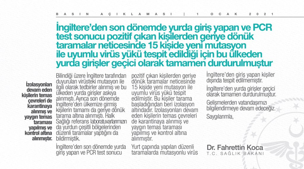 Bakan Koca'dan son dakika açıklaması: Mutasyonlu virüs Türkiye'de 2