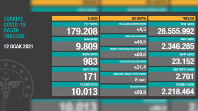 Türkiye’de son 24 saatte 171 hasta vefat etti, 10 bin 013 hasta ise iyileşti 9