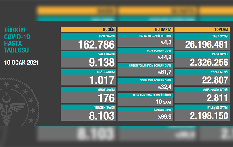 Türkiye’de son 24 saatte 176 hasta vefat etti, 8 bin 103 hasta ise iyileşti 6