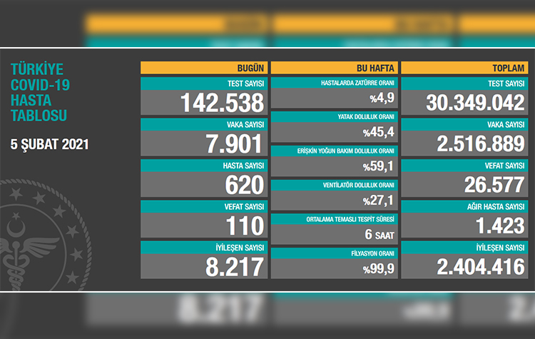 Türkiye’de son 24 saatte 110 hasta vefat etti, 8 bin 217 hasta ise iyileşti 6