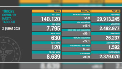 Türkiye’de son 24 saatte 120 hasta vefat etti, 8 bin 639 hasta ise iyileşti 12