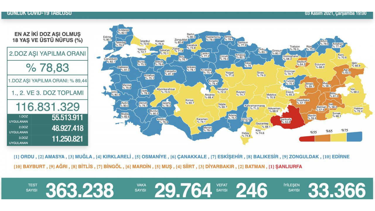 Türkiye’de son 24 saatte 246 hasta vefat etti, 33 bin 366 hasta ise iyileşti 6
